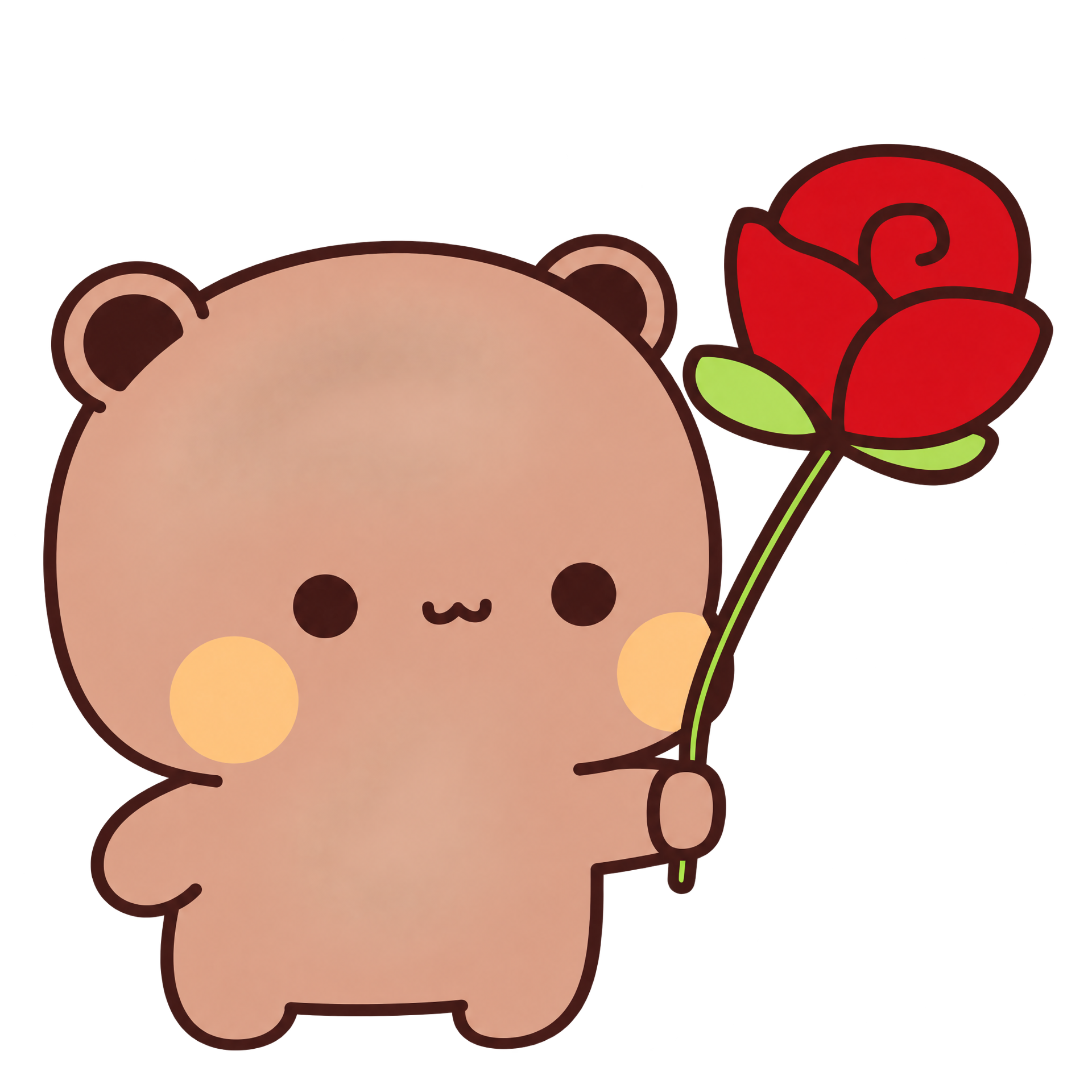 Ursinho fofo segurando uma rosa vermelha